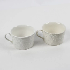 Set of 2 Mikasa English Countryside White DP900 Ceramic Flat Cups