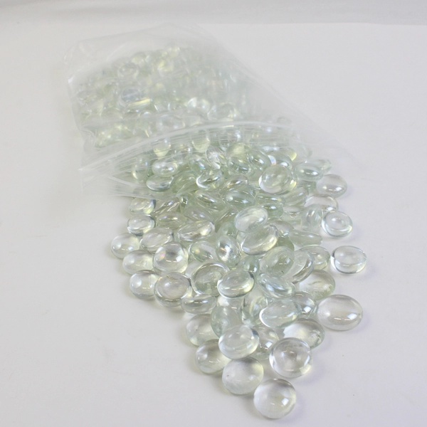 Lot Of 325 Matching Aquarium Glass Stones Pebble Shaped Iridescent Clear