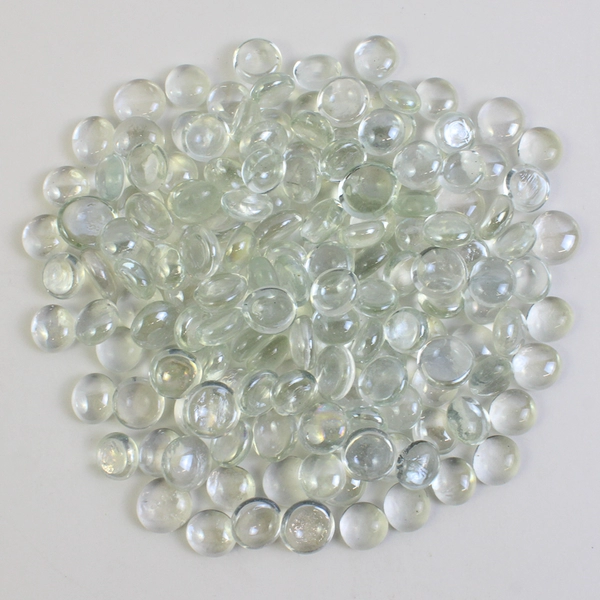 Lot Of 325 Matching Aquarium Glass Stones Pebble Shaped Iridescent Clear