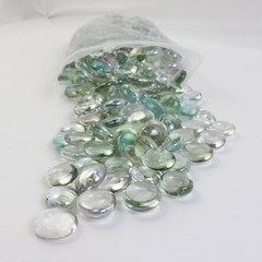 Lot Of 468 Unbranded Aquarium Glass Stones Pebble Shaped Iridescent Clear/Green