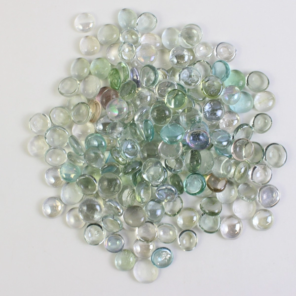 Lot Of 468 Unbranded Aquarium Glass Stones Pebble Shaped Iridescent Clear/Green