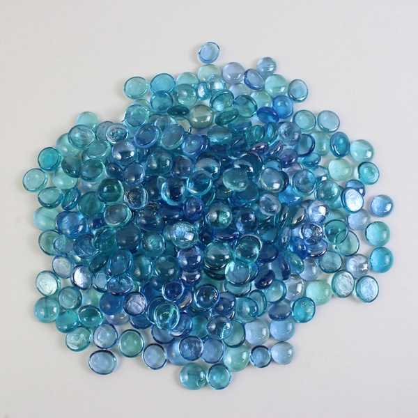 Lot Of 358 Unbranded Aquarium Glass Stones Pebble Shaped Iridescent Blue
