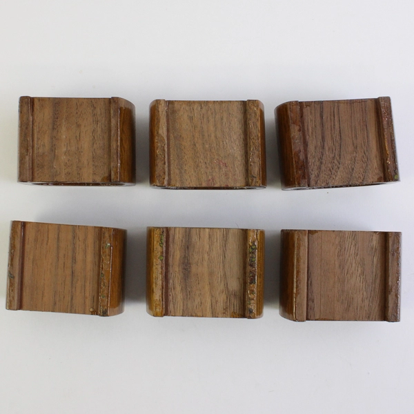 Lot of 6 Wooden Napkin Ring Holders with Carved Pattern on Top