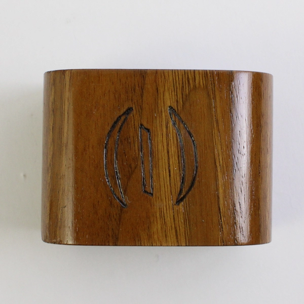 Lot of 6 Wooden Napkin Ring Holders with Carved Pattern on Top