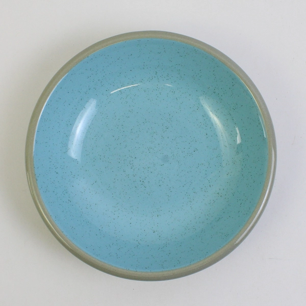 Vintage MCM Harkerware Blue Speckled Coupe Dessert Bowl 5 1/4"