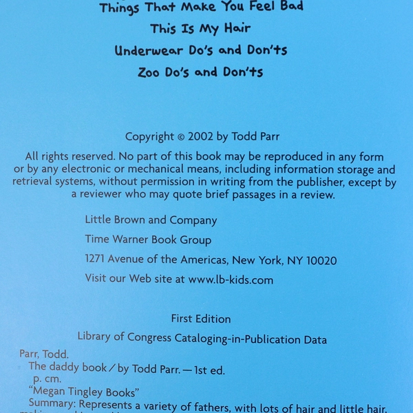 The Daddy Book by Todd Parr 2002 1st Edition Hardcover Little Brown & Company