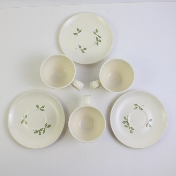 6 PC Set VTG Vernon Ware by Metlox Rose a Day MCM Flat Cups and Saucers