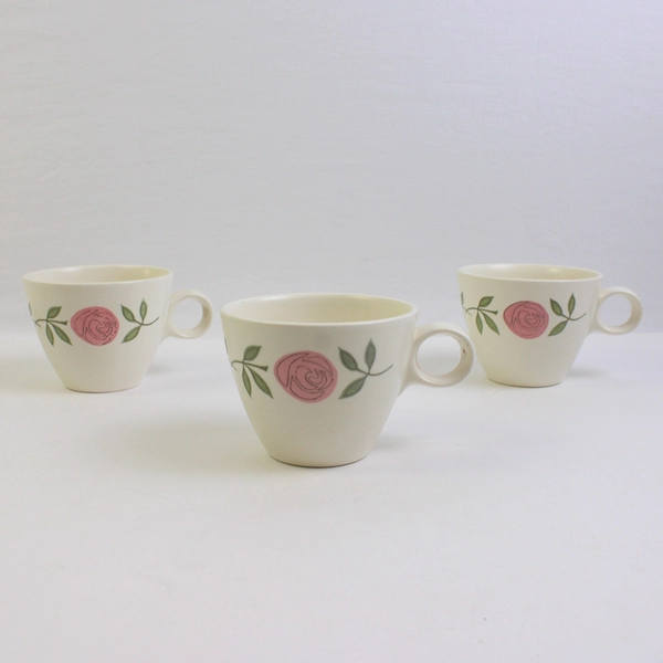 6 PC Set VTG Vernon Ware by Metlox Rose a Day MCM Flat Cups and Saucers