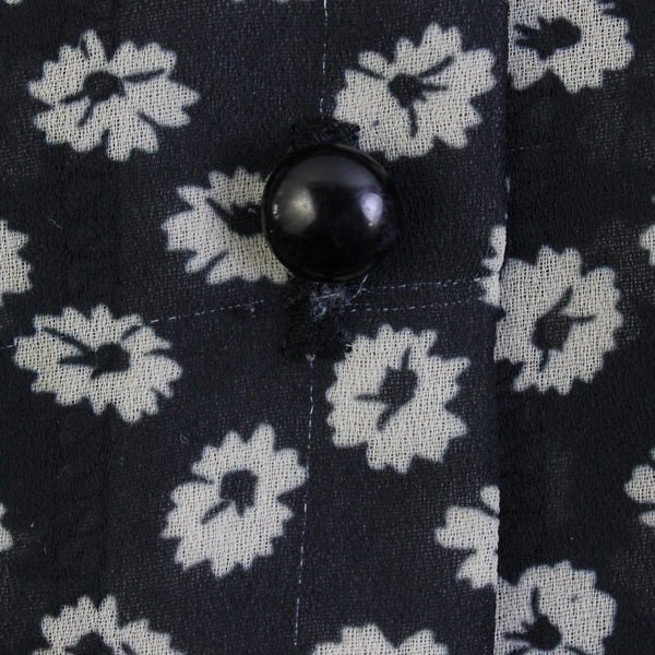 Style My Way Sheer Black/White Floral Long Sleeve Button Up Blouse Women' Size L