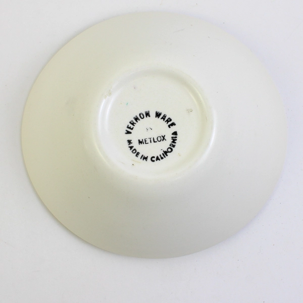 VTG Vernon Ware by Metlox Rose A Day MCM Ceramic Coupe Cereal Bowl 6 1/4"