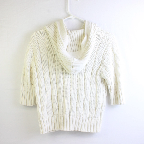 Arizona Jean Co Juniors XL Ivory Hooded Cable Knit Half Sleeve Cardigan 