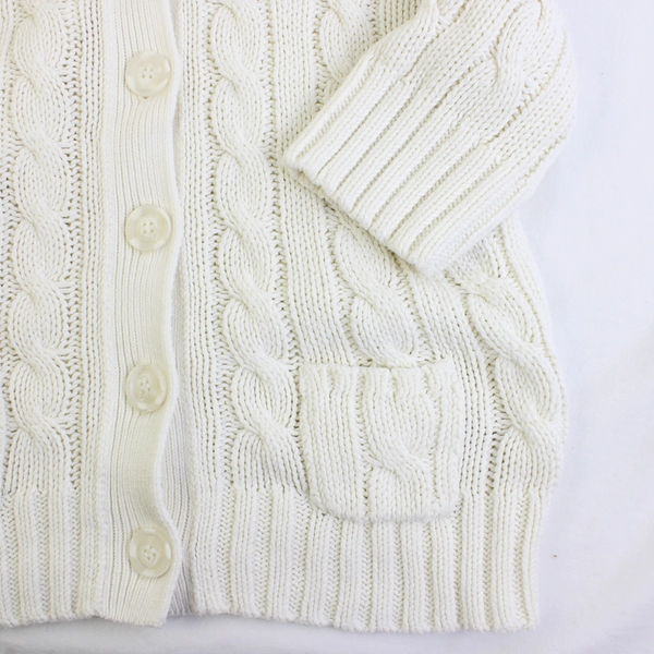 Arizona Jean Co Juniors XL Ivory Hooded Cable Knit Half Sleeve Cardigan 