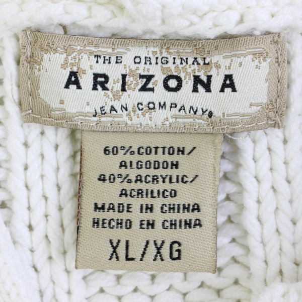 Arizona Jean Co Juniors XL Ivory Hooded Cable Knit Half Sleeve Cardigan 