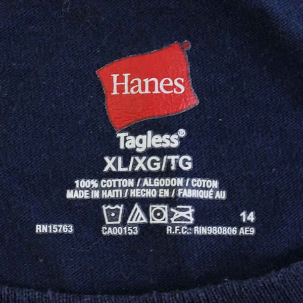 Hanes Solid Blue Color Short Sleeve Sun & Moon Printed T-Shirt Men's Size XL