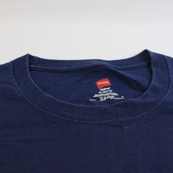 Hanes Solid Blue Color Short Sleeve Sun & Moon Printed T-Shirt Men's Size XL