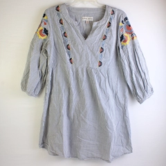 Knox Rose Women's M Knee Length Striped with Embroidered Flower Details