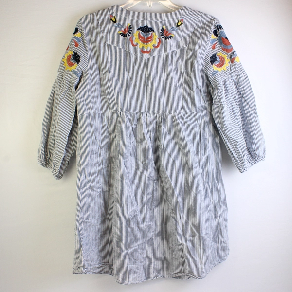 Knox Rose Women's M Knee Length Striped with Embroidered Flower Details