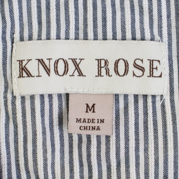 Knox Rose Women's M Knee Length Striped with Embroidered Flower Details