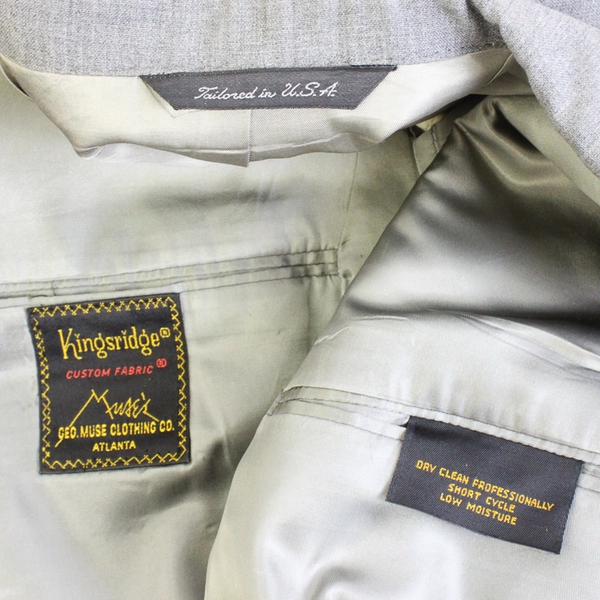 Vintage 80's Kingsridge Custom Men's Gray 2 Piece Suit 44R and 38/33