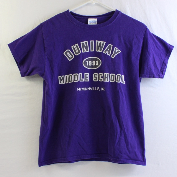 Gildan Duniway Middle School 1993 Purple Cotton T-Shirt Youth Size Large