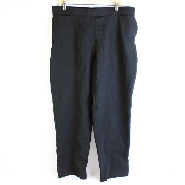 Appleseed's Womens Solid Black Tappered Pants Elastic Waist Band Size XL