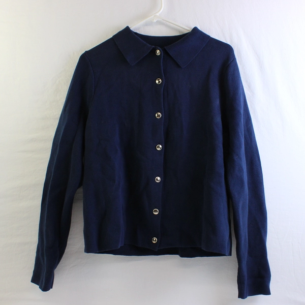 Charter Club Navy Blue Knit Cardigan Women's Large Cozy Pre-Owned Jacket
