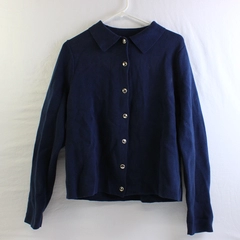 Charter Club Navy Blue Knit Cardigan Women's Large Cozy Pre-Owned Jacket