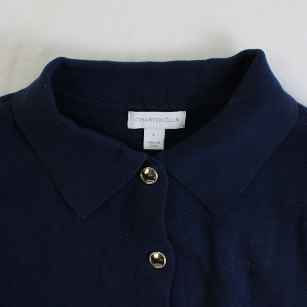 Charter Club Navy Blue Knit Cardigan Women's Large Cozy Pre-Owned Jacket