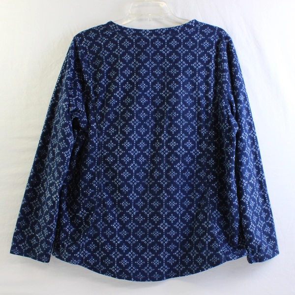 St. John's Active Bay Navy Blue Fleece V-Neck Top Women's Large