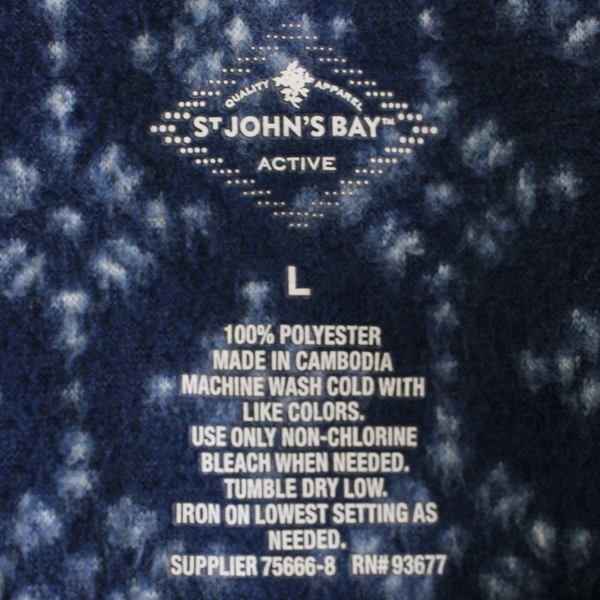 St. John's Active Bay Navy Blue Fleece V-Neck Top Women's Large