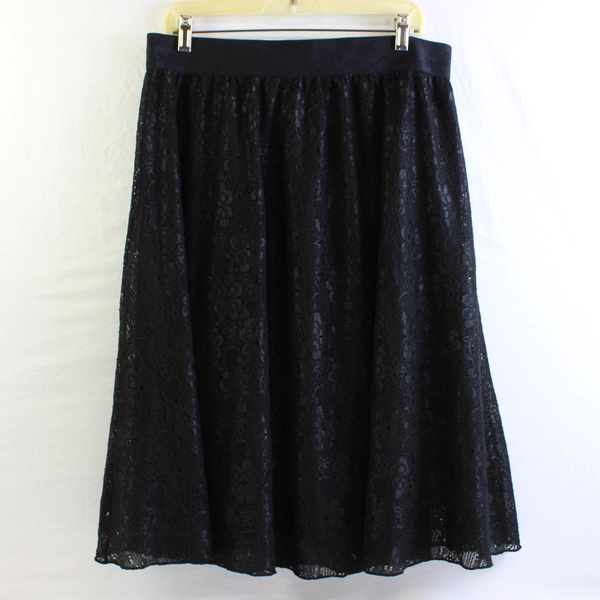 LuLaRoe Black Lace Midi Skirt Women's Size XL