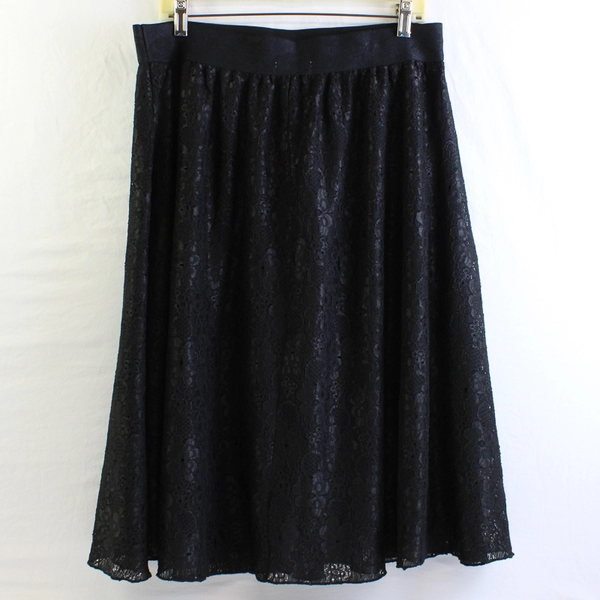 LuLaRoe Black Lace Midi Skirt Women's Size XL