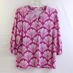 Carolyn Taylor Fuchsia Roll-Tab Sleeve Blouse Women's Size Large