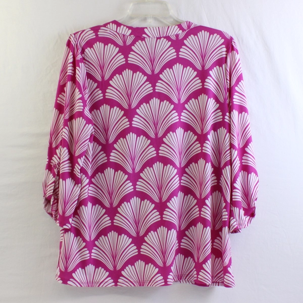 Carolyn Taylor Fuchsia Roll-Tab Sleeve Blouse Women's Size Large