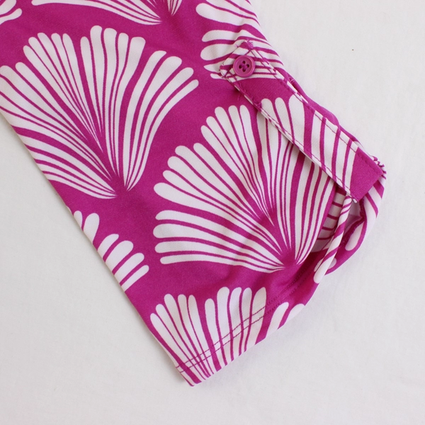 Carolyn Taylor Fuchsia Roll-Tab Sleeve Blouse Women's Size Large