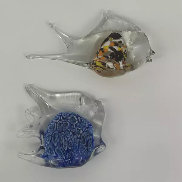 Lot Of 4 Hand Blown Art Glass Tropical Fish Paperweights