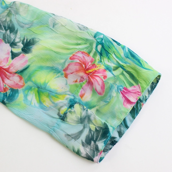 Lemon Grass Studio Semi-Sheer Tropical Floral Print Button-Up Women's Large