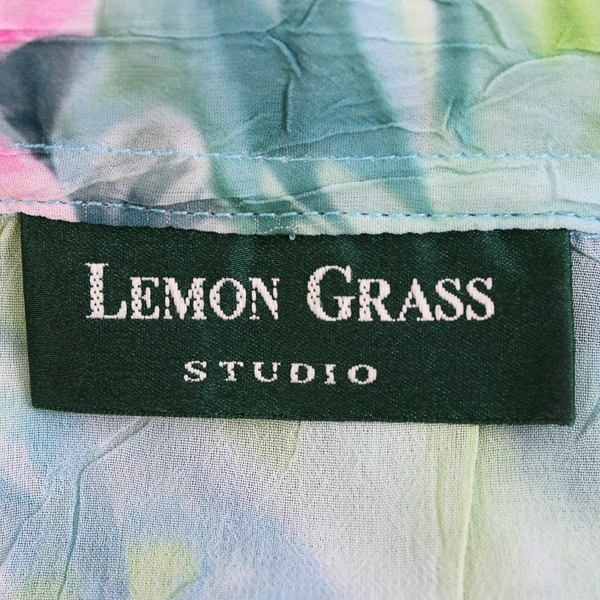 Lemon Grass Studio Semi-Sheer Tropical Floral Print Button-Up Women's Large