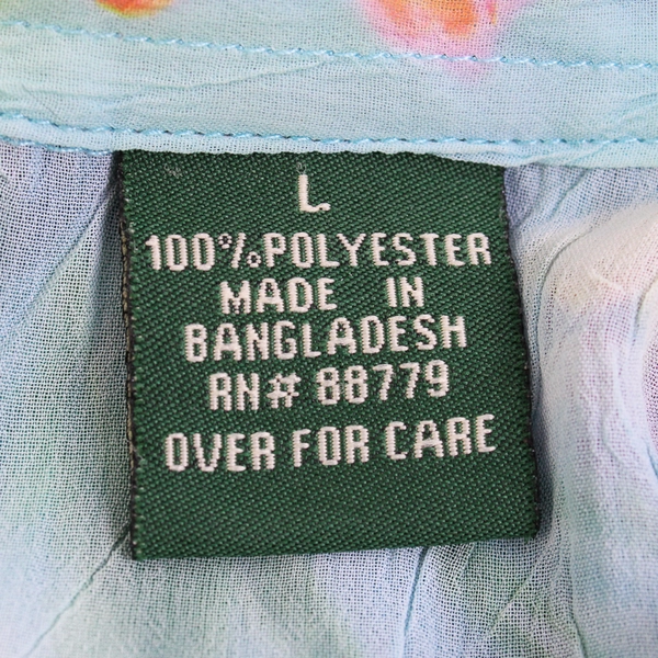 Lemon Grass Studio Semi-Sheer Tropical Floral Print Button-Up Women's Large