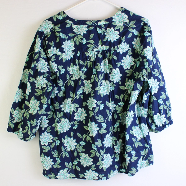 Croft & Barrow Blue Floral 3/4-Sleeve Blouse Women's Size XL