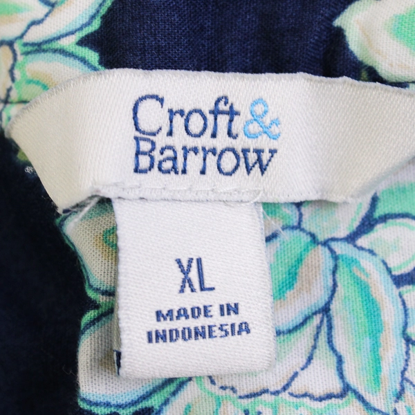 Croft & Barrow Blue Floral 3/4-Sleeve Blouse Women's Size XL