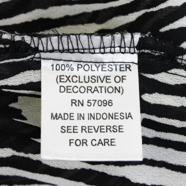 Nicola Sheer Black and White Short-Sleeve Blouse Beaded Collar Women's Large