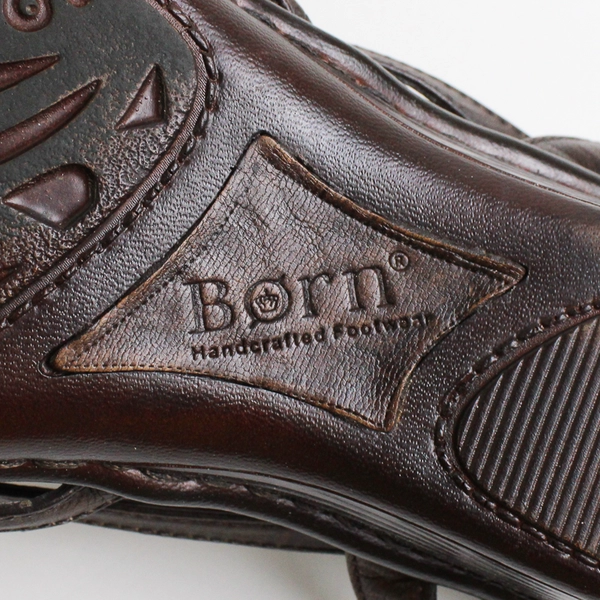 Born Brown Faux Leather Strappy Sandals 1.5" Heel Height Womens Size 8