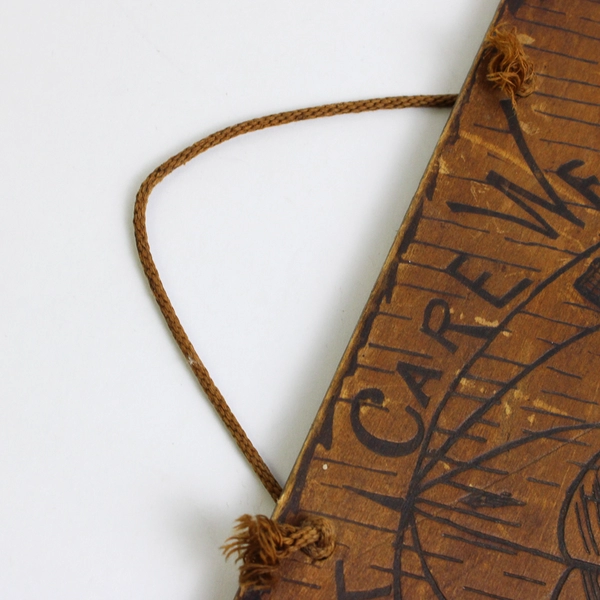 Vintage Pyrography Engraved Wood Cute Owl Wall Plaque 5 1/2" x 9 3/4"