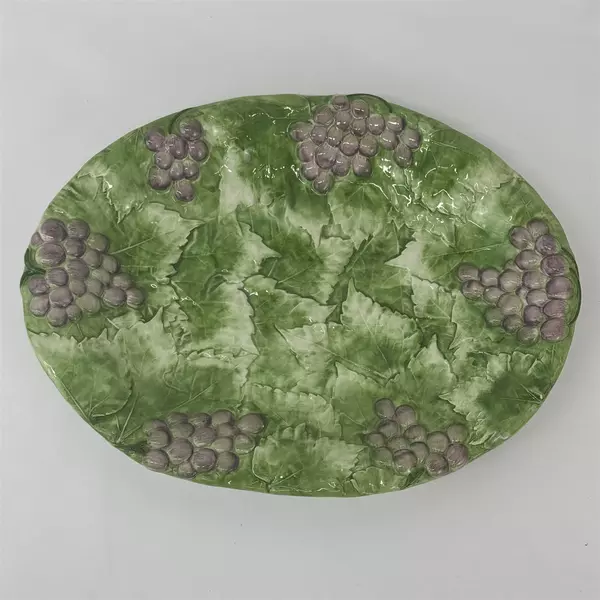 18 Inch San Marco Oval Serving Platter Embossed Grape Motif Made in Italy