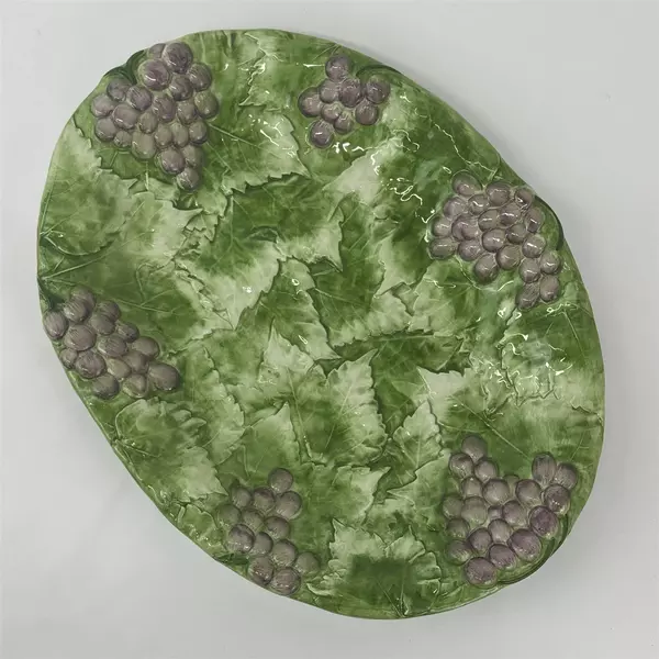 18 Inch San Marco Oval Serving Platter Embossed Grape Motif Made in Italy