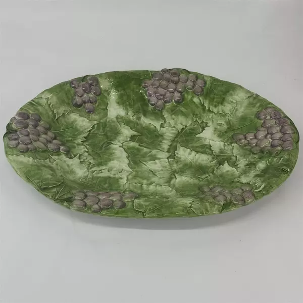 18 Inch San Marco Oval Serving Platter Embossed Grape Motif Made in Italy