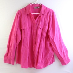 Chico's Bubblegum Pink Roll-Tab Sleeve Button-Up Women's Size 3
