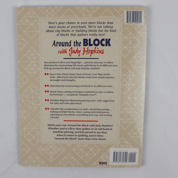 Around the Block with Judy Hopkins 1994 Paperback 200 Rotary-cut Blocks 6 Sizes