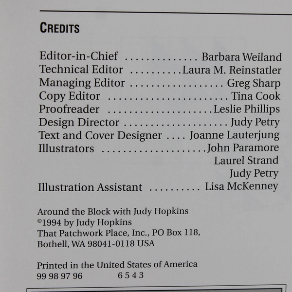 Around the Block with Judy Hopkins 1994 Paperback 200 Rotary-cut Blocks 6 Sizes